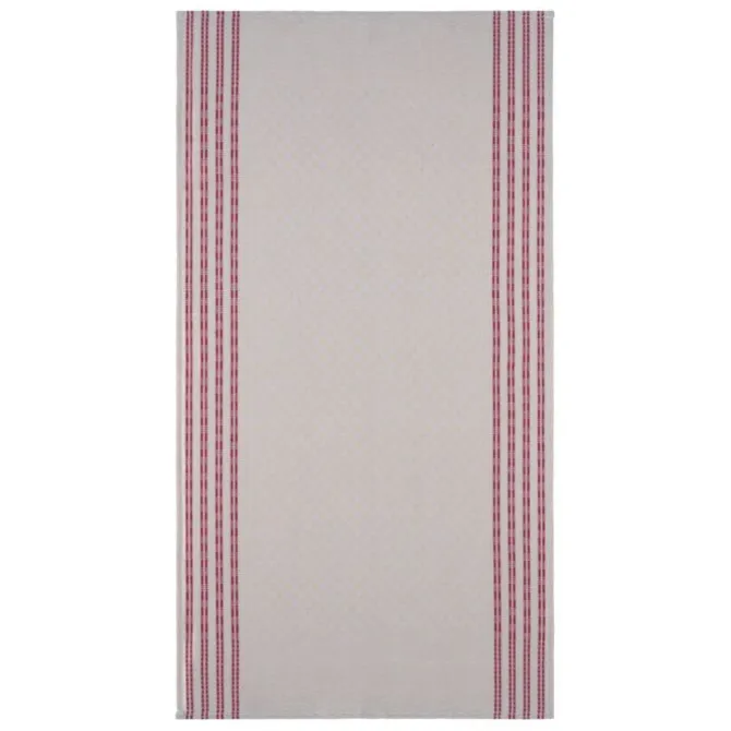 Grubentuch theedoek geblokt 50 x 100 cm linnen/katoen beige/rood