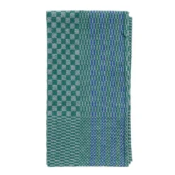 Grubentuch theedoek geblokt 50 x 100 cm linnen/katoen groen/blauw