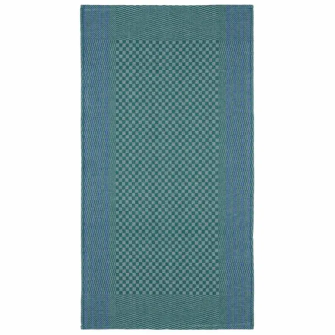 Grubentuch theedoek geblokt 50 x 100 cm linnen/katoen groen/blauw