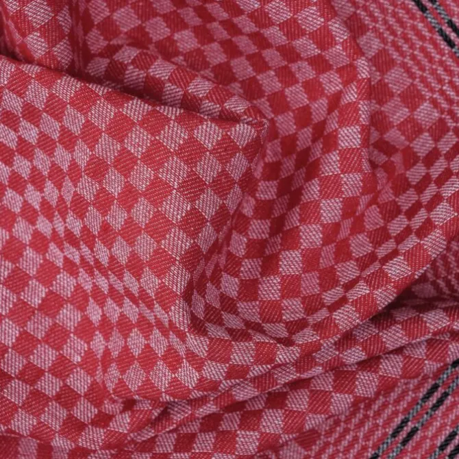 Grubentuch theedoek geblokt 50 x 100 cm linnen/katoen rood/zwart