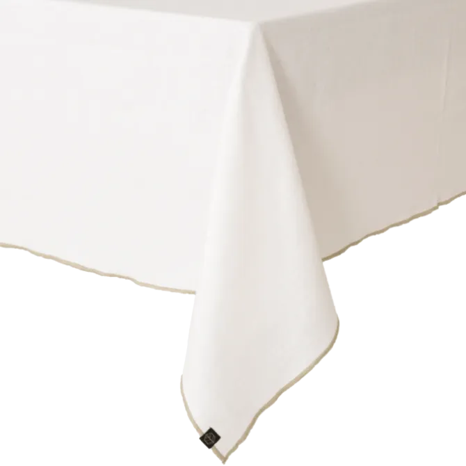 Haomy Corte tafelkleed 160 x 160 cm linnen/katoen Wit