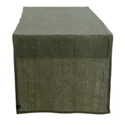 Haomy Pise tafelloper 48 x 160 cm 100% linnen kakigroen