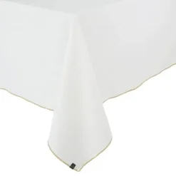 Haomy Verone tafelkleed 160 x 250 cm linnen wit met bruine r