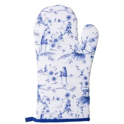 Heinen Delfts Blauw Aapjes ovenwant wit