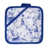 Heinen Delfts Blauw Aapjes pannenlap wit