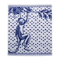 Heinen Delfts Blauw Aapjes Stip handdoek