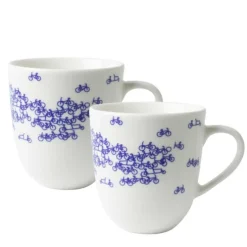 Heinen Delfts Blauw De Blauwe Fiets mok 350 ml keramiek 2 st