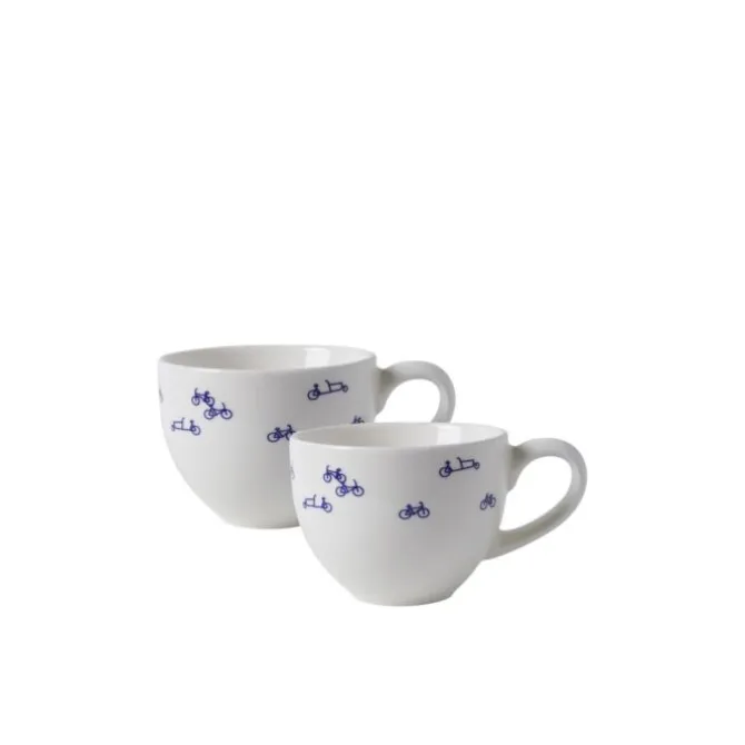 Heinen Delfts Blauw De Blauwe Fiets mok 90 ml keramiek 2 stu