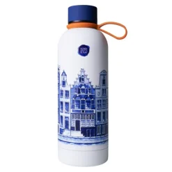 Heinen Delfts Blauw Grachtenpand geïsoleerde waterfles 500ml