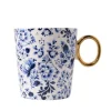Heinen Delfts Blauw Sierlijke Bloem mok goudkleurig