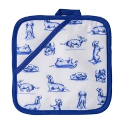 Heinen Delfts Blauw Teckel Nhaan pannenlap wit