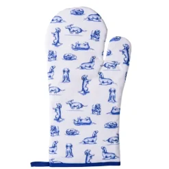 Heinen Delfts Blauw Teckel Nhaan ovenwant wit
