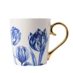 Heinen Delfts Blauw Tulp mok goudkleurig
