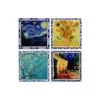 Heinen Delfts Blauw Van Gogh onderzetters 4-delig