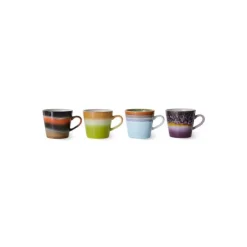 HK Living ACE7231 Solid cappuccinomok 300 ml aardewerk 4-delig