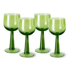HK Living AGL4470 The Emeralds wijnglas lang 200 ml glas groen 4 stuks