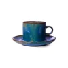 HK Living Chef Ceramics ACE7164 kop en schotel 220 ml aardewerk rustic blue
