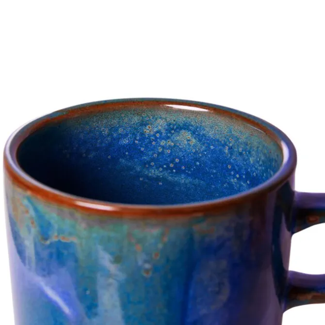 HK Living Chef Ceramics ACE7164 kop en schotel 220 ml aardewerk rustic blue