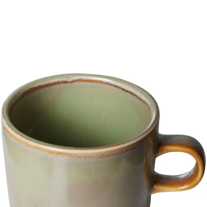 HK Living Chef Ceramics ACE7166 kop en schotel 220 ml aardewerk moss green