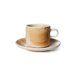HK Living Chef Ceramics ACE7167 kop en schotel 220 ml aardewerk rustic brown