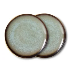 HK Living KST0210 Contrast side plate ø 22 cm aardewerk 2 st