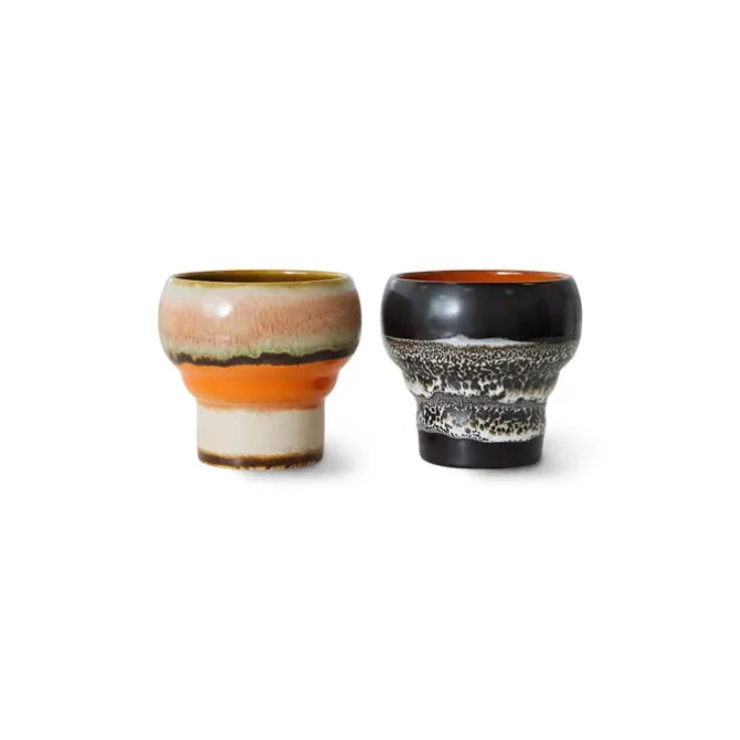 HK Living 70's ACE7267 Basalt Lungo mok 200 ml aardewerk 2-delig