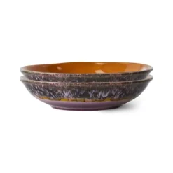 HK Living 70's ACE7273 Daybreak curry schaal ø 21,7 cm aardewerk 2 stuks