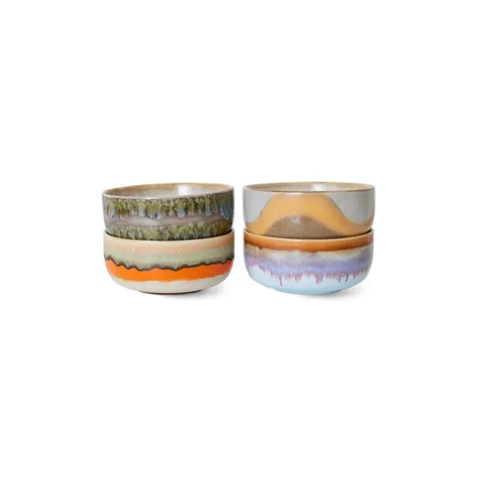 HK Living 70's ACE7259 Reef dessertschaal ø 12,5 cm aardewerk 4-delig