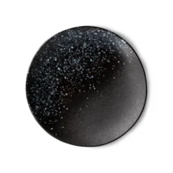 HK Living 70's ACE7071 Stars dessertbord ø 17,5 cm aardewerk zwart-blauw 2 stuks
