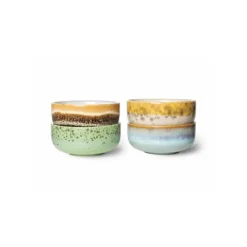 HK Living 70's ACE7123 XS schalenset ø 8,3 cm aardewerk 4-delig