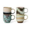 HK Living 70's KST0136 Abstract koffiemok 250 ml aardewerk 4-delig