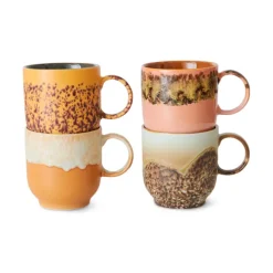 HK Living 70's KST0006 Cape koffiemok 250 ml aardewerk 4-delig