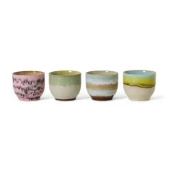 HK Living 70's KST0141 Deco koffiekop 250 ml aardewerk 4-delig