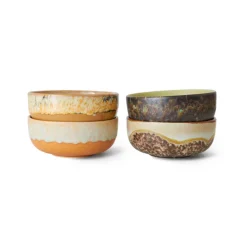 HK Living 70's KST0037 Drift Tapas Bowls ø 11 cm aardewerk 4-delig