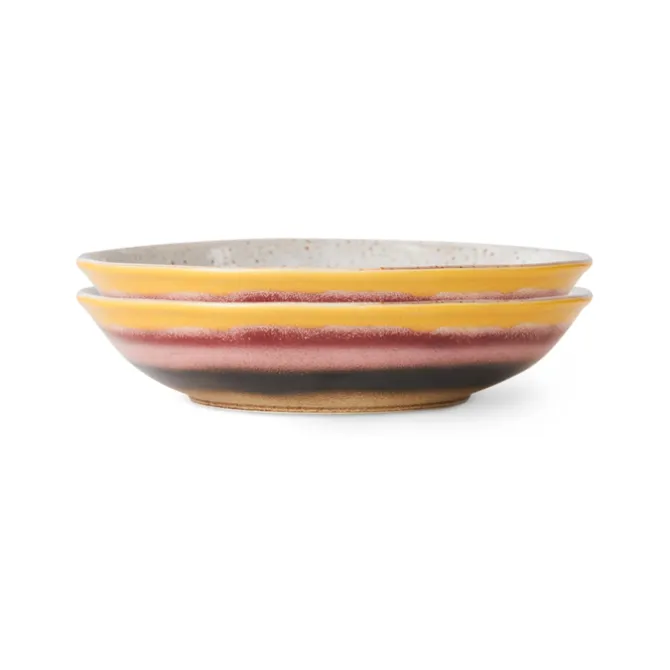 HK Living 70's KST0040 Hibiscus Curry Bowls ø 21,7 cm aardewerk 2-delig