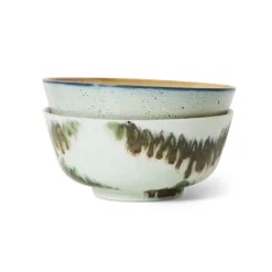 HK Living 70's KST0175 Minimalist Ramen Bowls ø 19 cm aardewerk 2-delig