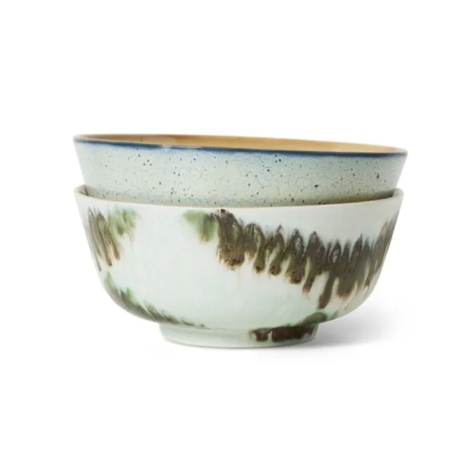 HK Living 70's KST0175 Minimalist Ramen Bowls ø 19 cm aardewerk 2-delig