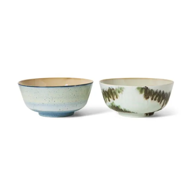 HK Living 70's KST0175 Minimalist Ramen Bowls ø 19 cm aardewerk 2-delig