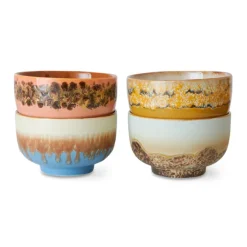 HK Living 70's KST0038 Seabreeze Noodle Bowls ø 13,5 cm aardewerk 4-delig