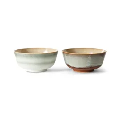 HK Living 70's KST0076 Verge Ramen Bowl ø 19 cm aardewerk 2-delig