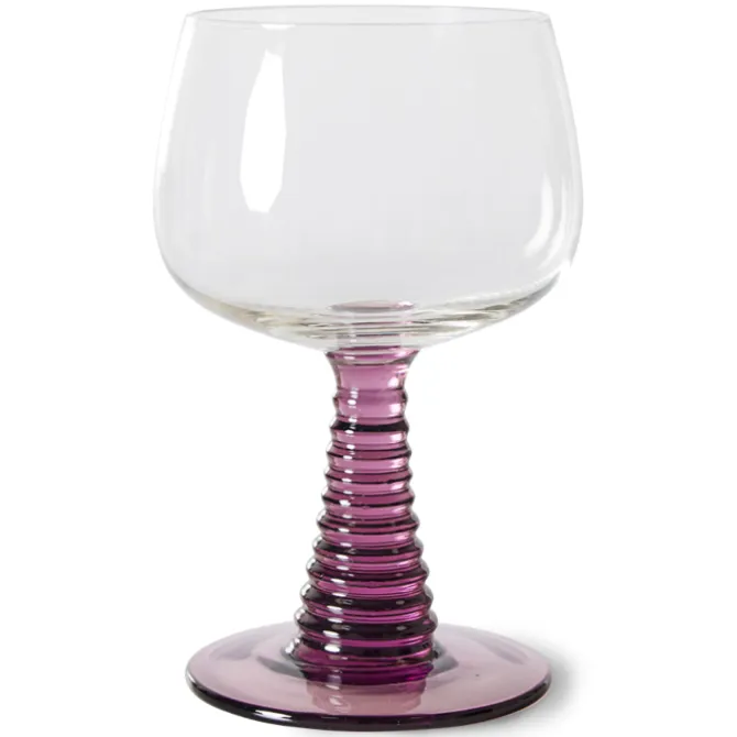 HK Living Swirl AGL4484 wijnglas ø 8,5 cm glas blauw