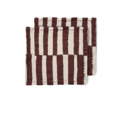 HK Living TOT4053 Striped servet 30 x 30 cm katoen Burgundy