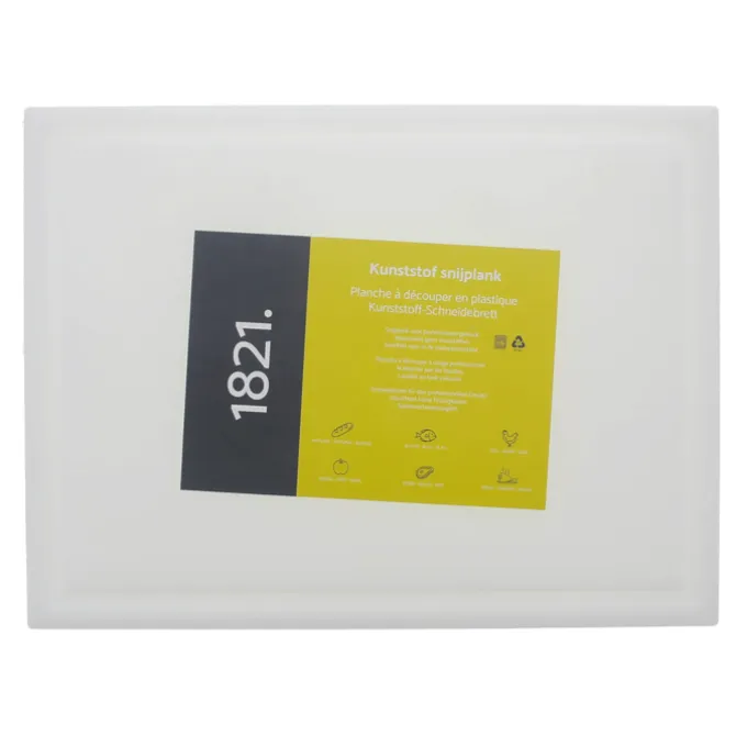 1821 Horeca snijplank met sapgeul 40 x 30 x 1,5 cm wit