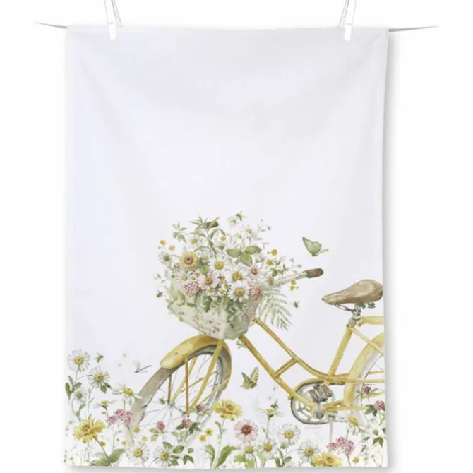 Ihr Flower Bike theedoek 70 x 50 cm katoen