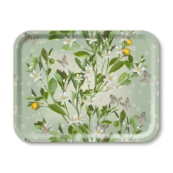 Jamida Sinaasappel Bloesem dienblad 43 x 33 cm hout groen