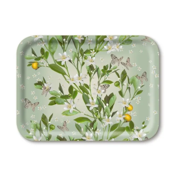 Jamida Sinaasappel Bloesem dienblad 27 x 20 cm hout groen