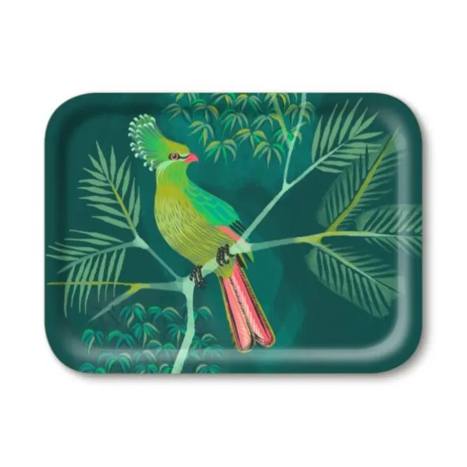Jamida Turaco dienblad 27 x 20 cm hout groen