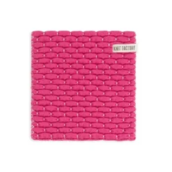 Knit Factory Block gebreide onderzetter Fuchsia Ecru