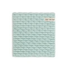 Knit Factory Block gebreide onderzetter Mint Ecru