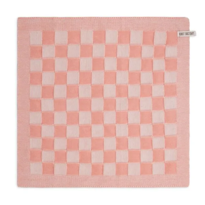 Knit Factory Block handdoek 50 x 50 cm Apricot Ecru